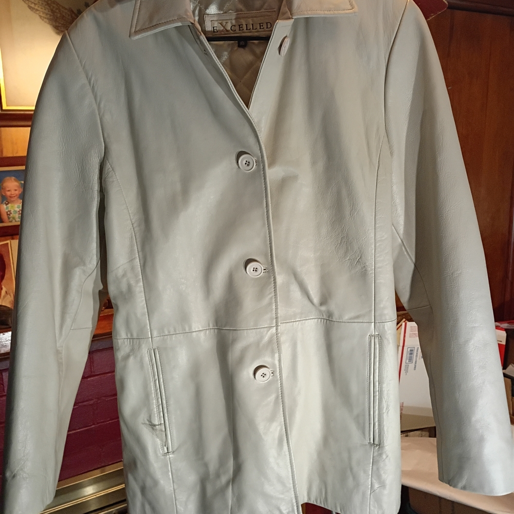 Excelled Leather Jacket Womens Large  Button Up Coat Pockets